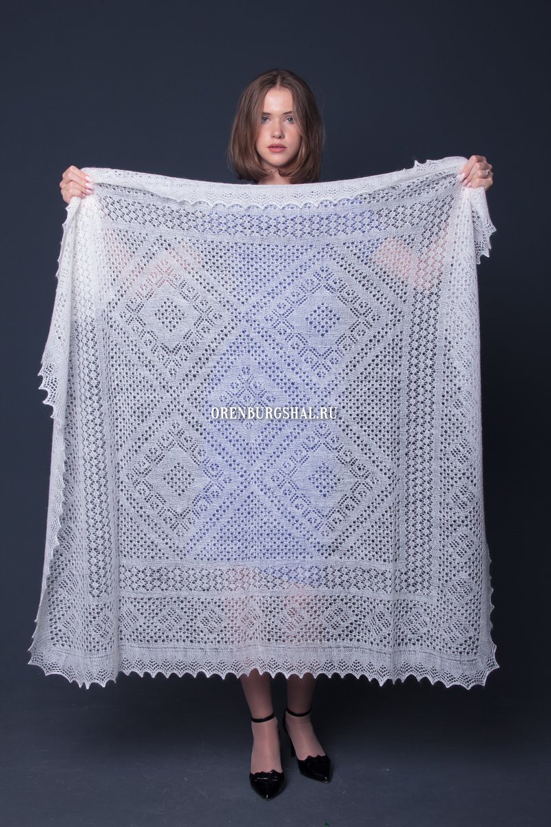 Orenburg lacy shawl "White rose"